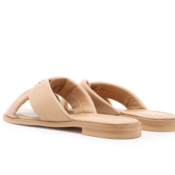 NIB Schutz Fairy Puffer Honey Beige Leather Nude Flat Sandals Slide 9 SOLD OUT! - Picture 8 of 12